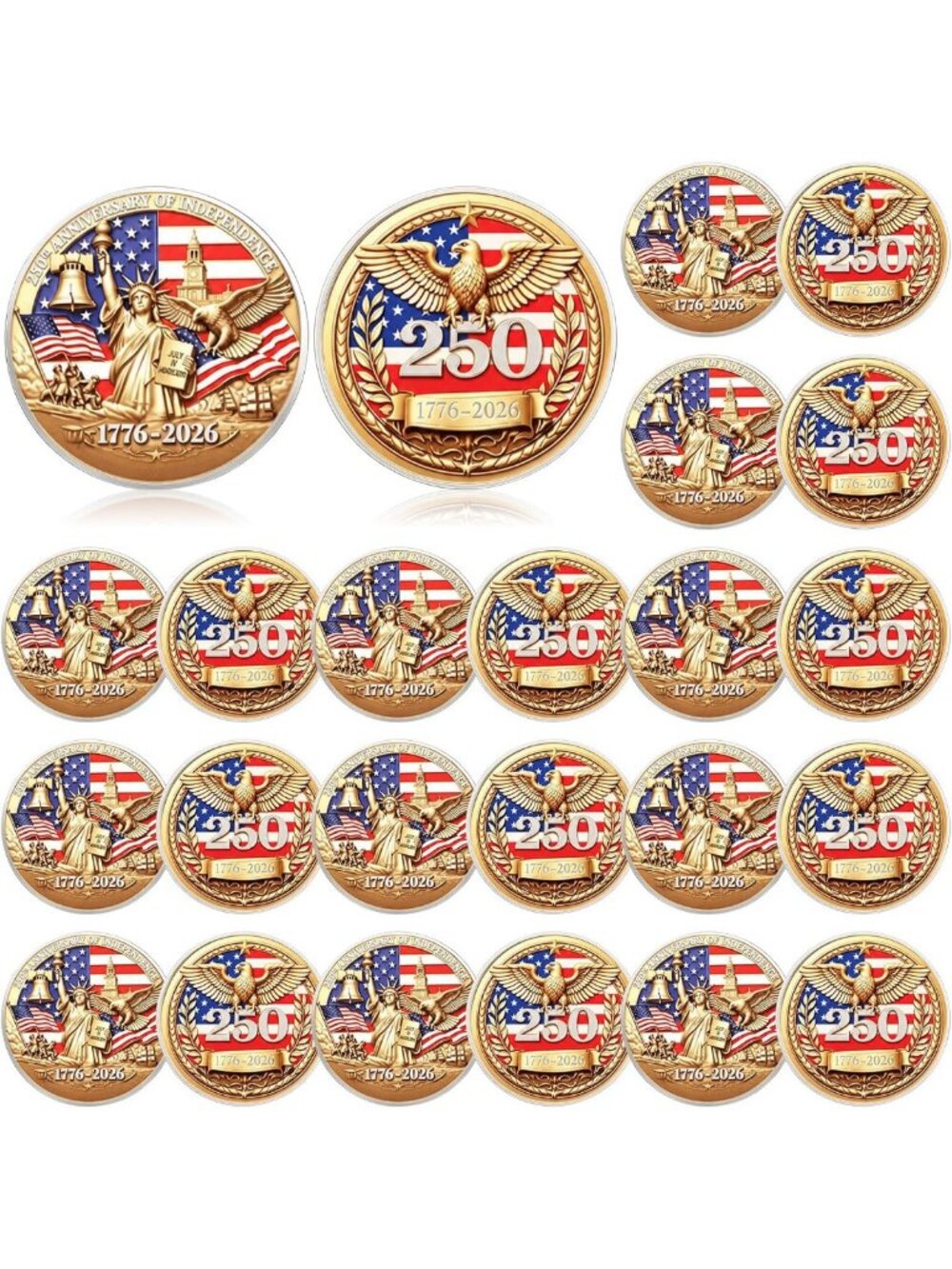 20 Pcs American Commemorative Coins Set, USA Eagle & Statue of Liberty
